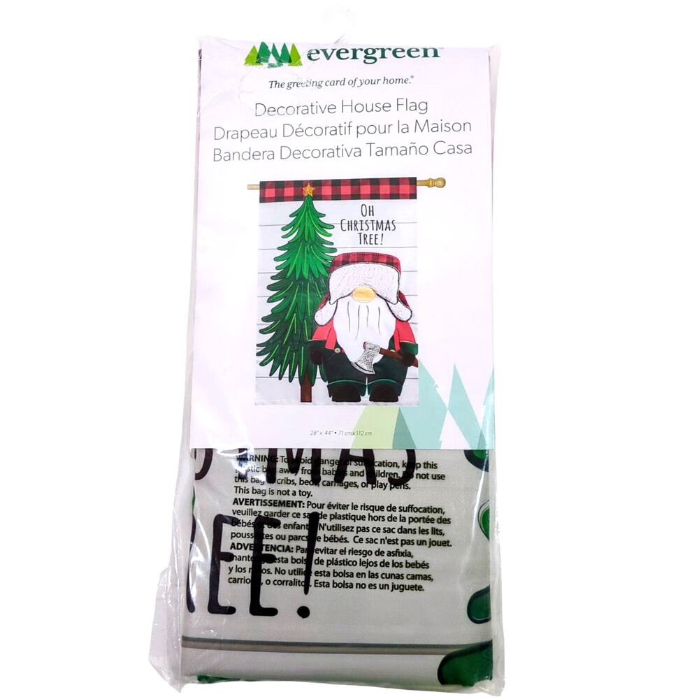 Evergreen House Flag Merry Oh Christmas Tree Santa Claus Holiday Decor NEW